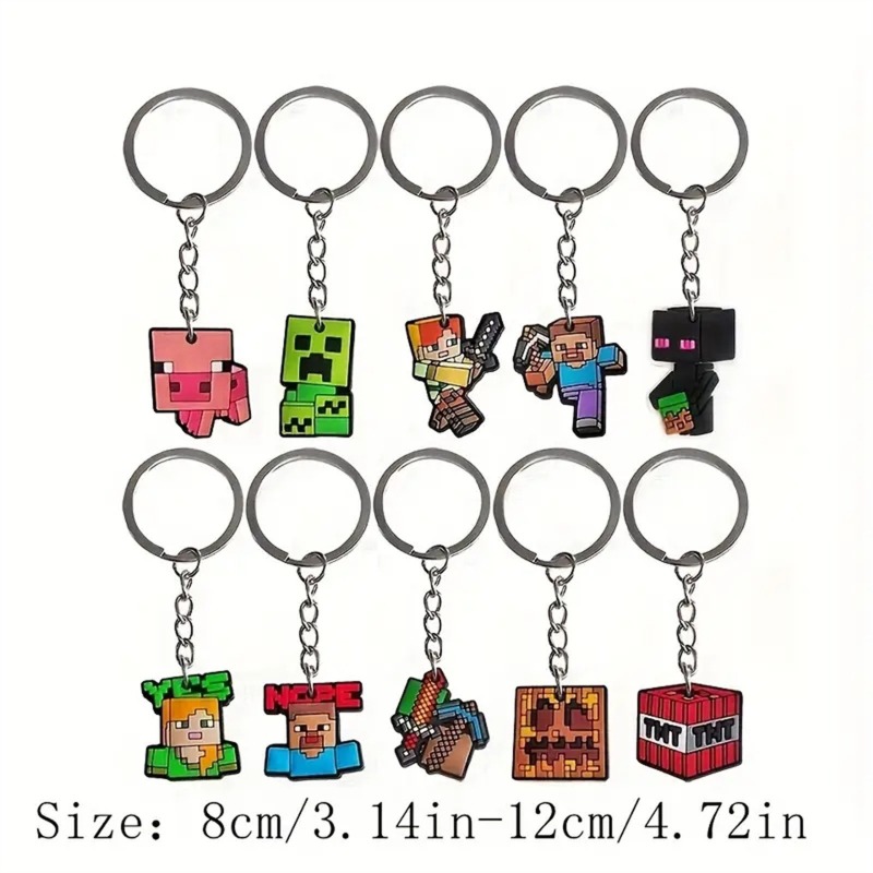 Phone Accessories Charms - Portachiavi Minecraft: 10 Pezzi di Accessori